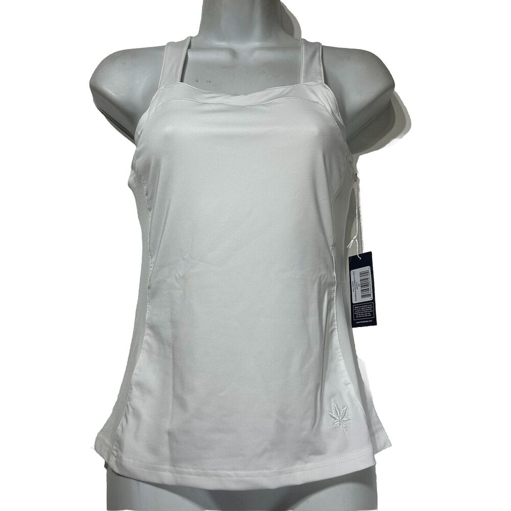 BOAST Court Women's White Embroidered Racerback Tennis Tank Top Size XS